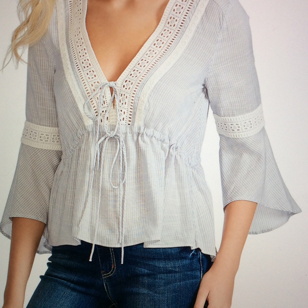NWT JESSICA SIMPSON REN STRIPED TIE FRONT TOP SZ M